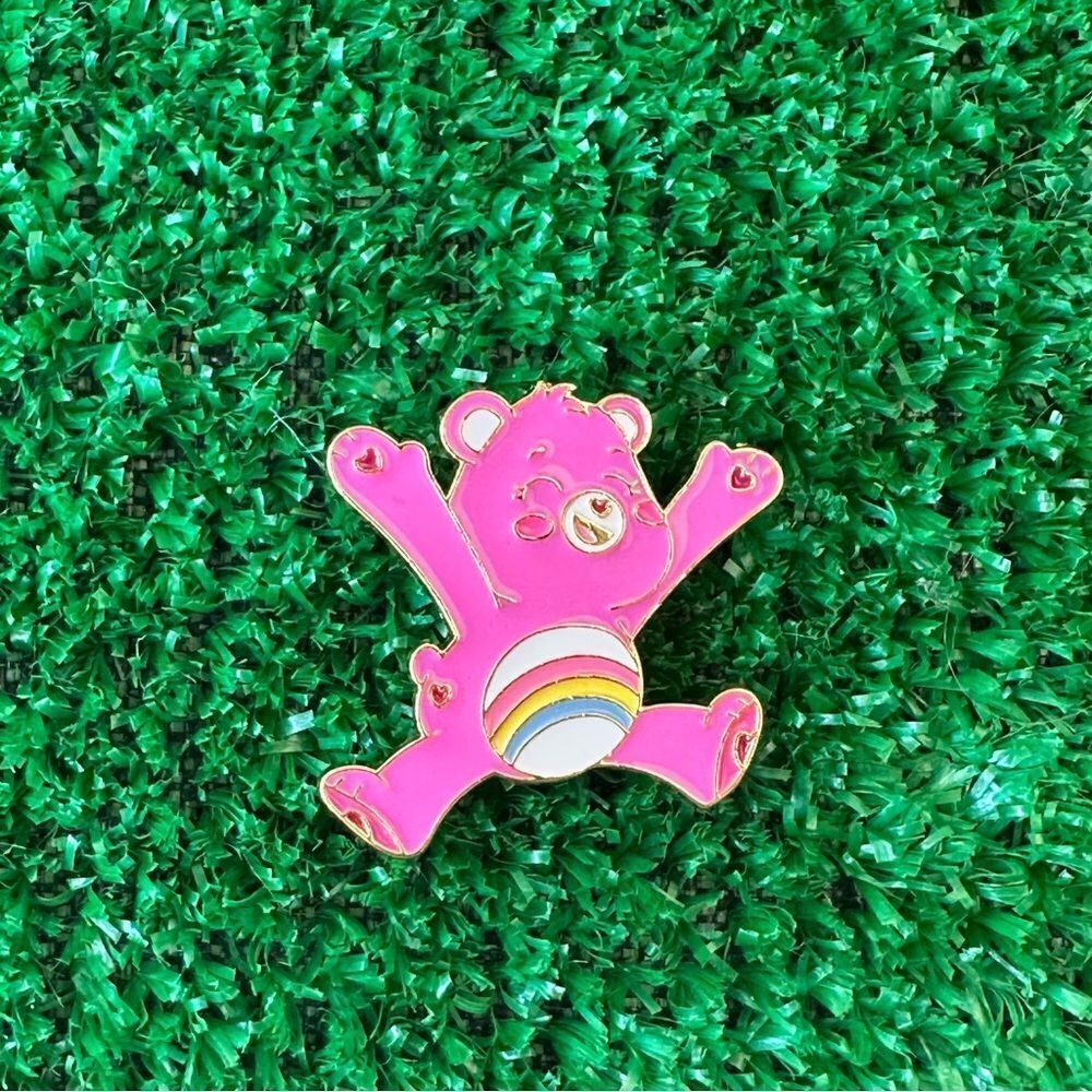 Cheer Pink Care Bear Rainbow Enamel Pin/ Brooch Lapel - Picture 2 of 5